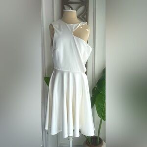 Asos Women's One-Shoulder White A-Line Dress Size 12 Knee Length